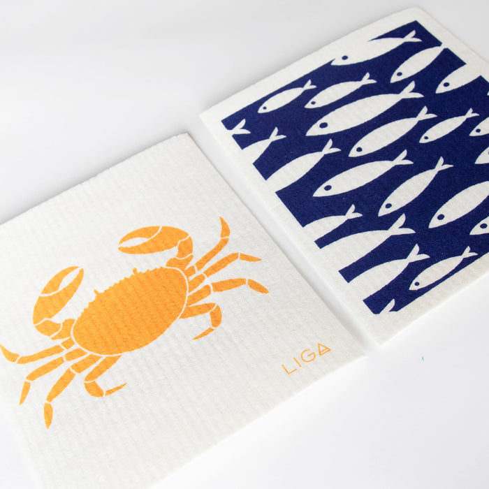 Eco Dishcloth - Blue Fish & Crab