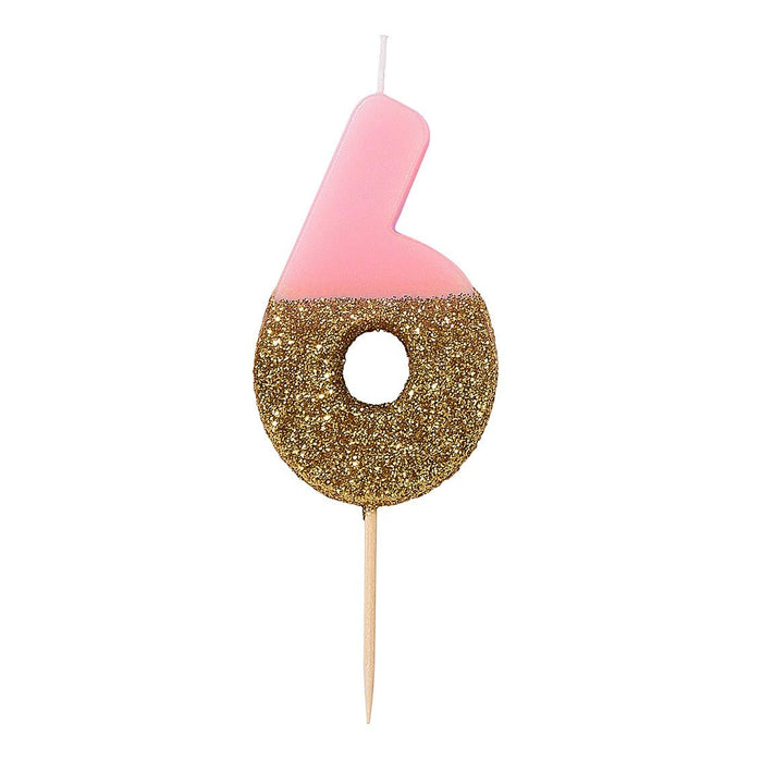 Pink Glitter Number Candles
