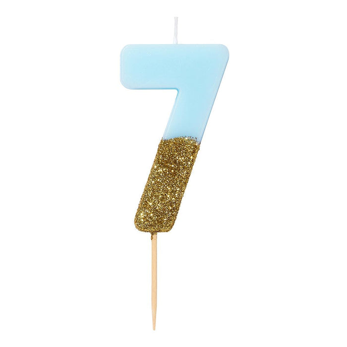 Blue Glitter Number Candles