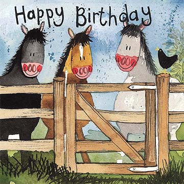 Alex Clark By The Gate Horses Birthday Card