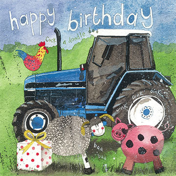 Alex Clark Tractor & Present Birthday Card