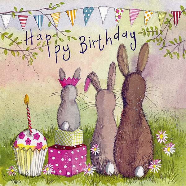 Alex Clark Rabbit Family Birthday Card