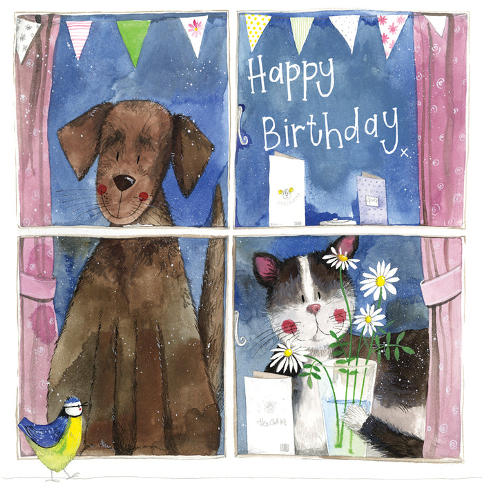 Alex Clark Window Dog & Cat Birthday Card