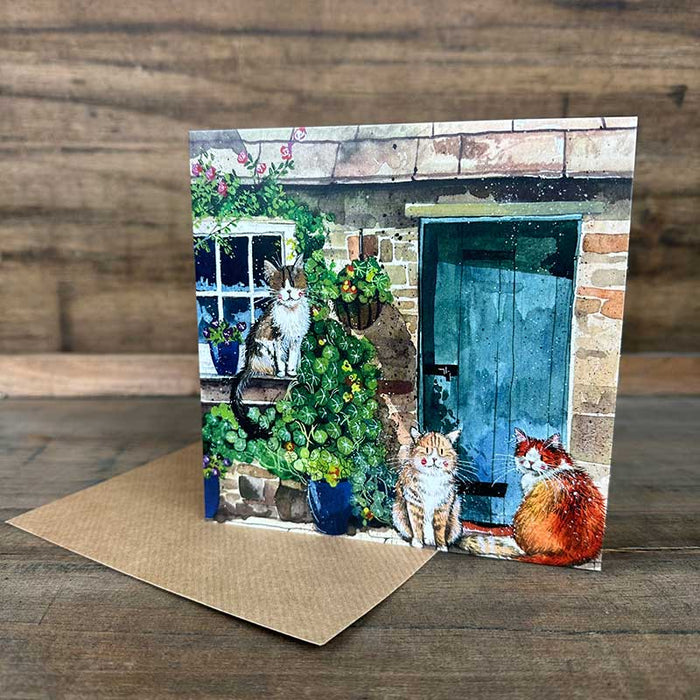 Alex Clark Cottage Cats Blank Card