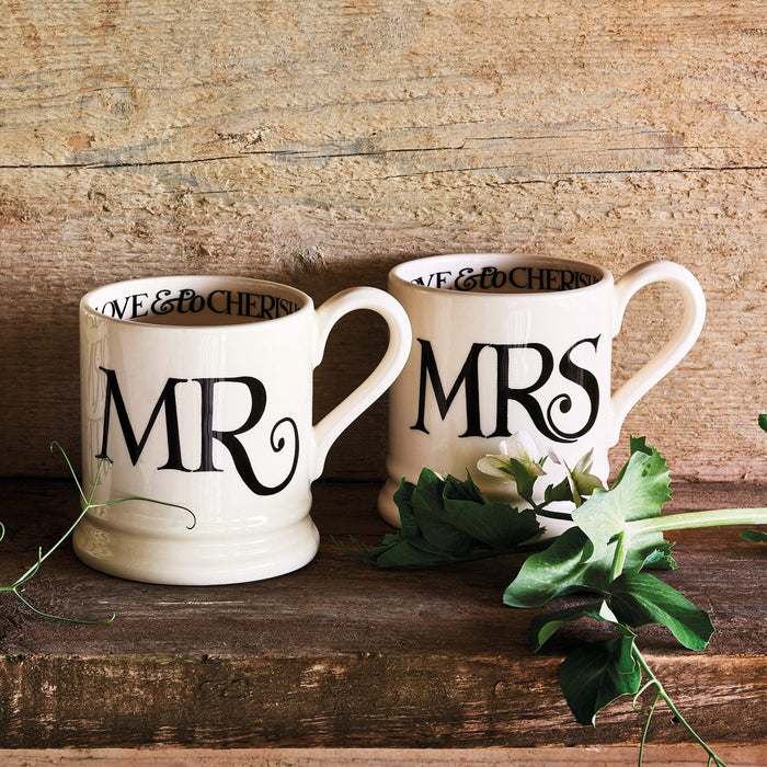 Emma Bridgewater Black Toast 'Mr & Mrs' Set of 2 Half Pint Mugs