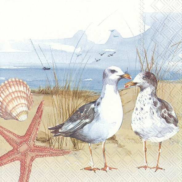 IHR Seagulls at the beach Cocktail Napkin