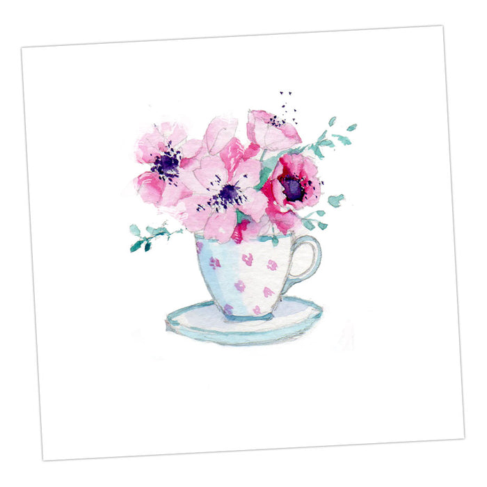 Crumble & Core Blank Flowers in a Teacup Card