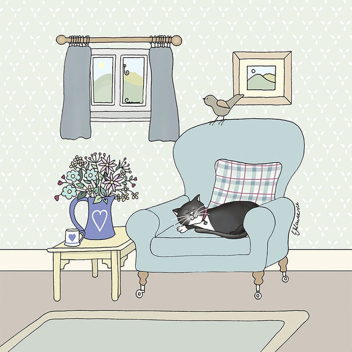 Emma Lawrence Country Living - Time for a Nap, Cat in Chair Card