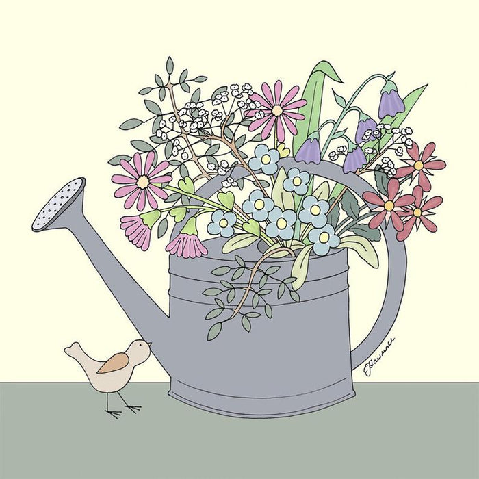 Emma Lawrence Flower Cups - Watering Can full of Flowers Card