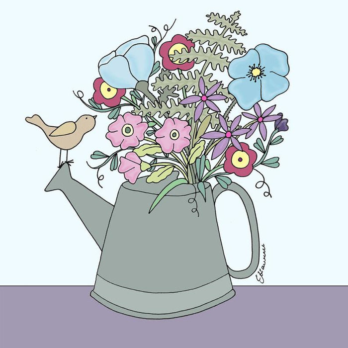 Emma Lawrence Flower Cups - Small Watering Can full of Flowers Card