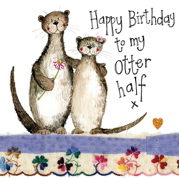 Alex Clark Otters Birthday Card