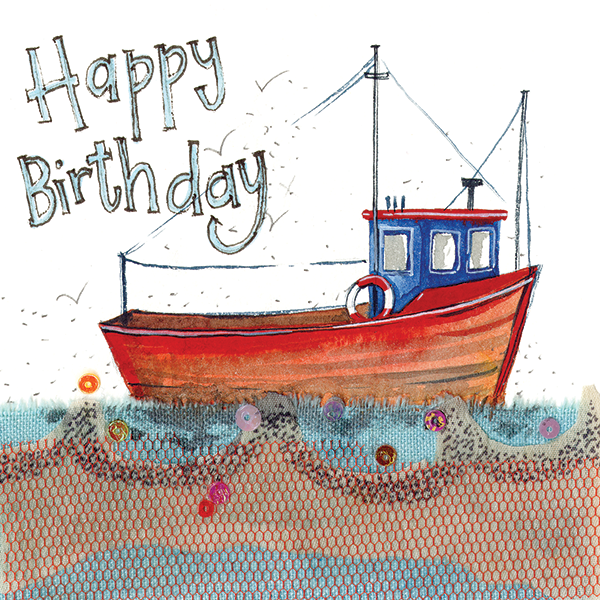 Alex Clark Fishing Boat Birthday Card