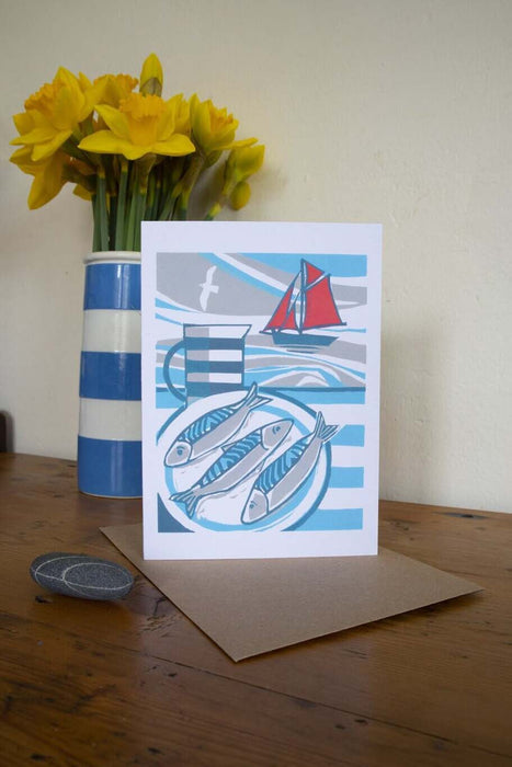 Samuel Hayward Coastal Card | Mackerel & Sailboat