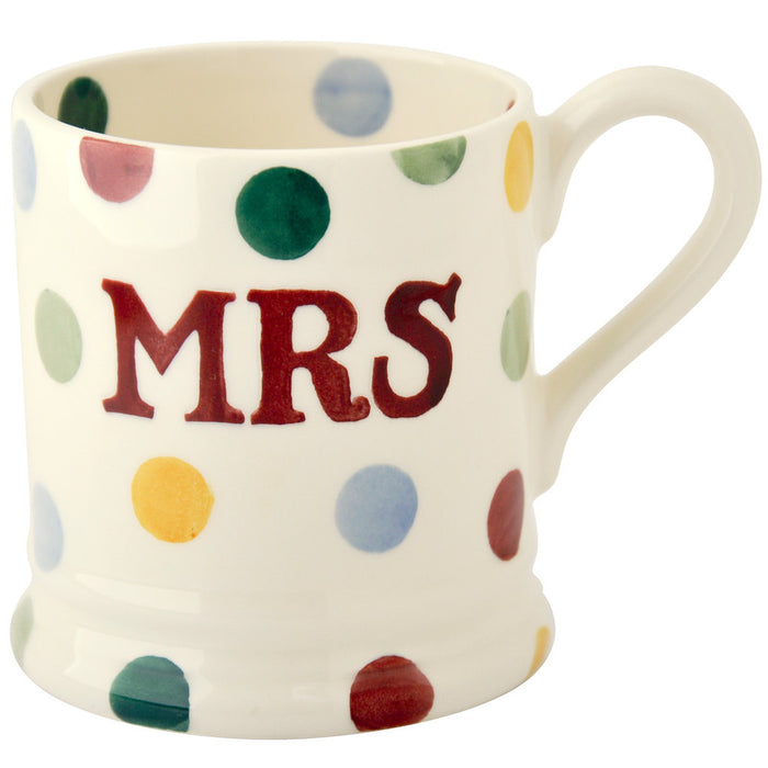 Emma Bridgewater Polka Dot 'Mr & Mrs' Set of 2 Half Pint Mugs