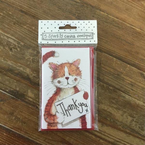 Alex Clark Cat Thank You Notelets (5 pack)