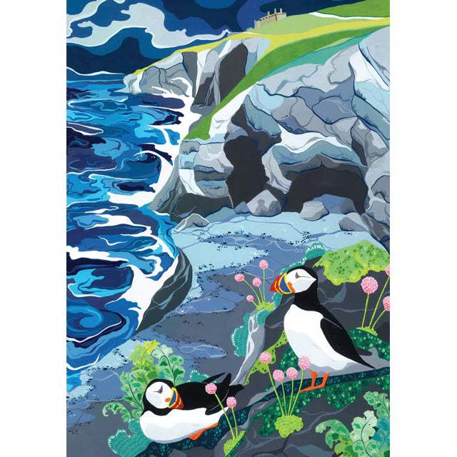 Puffins By The Sea Greetings Card