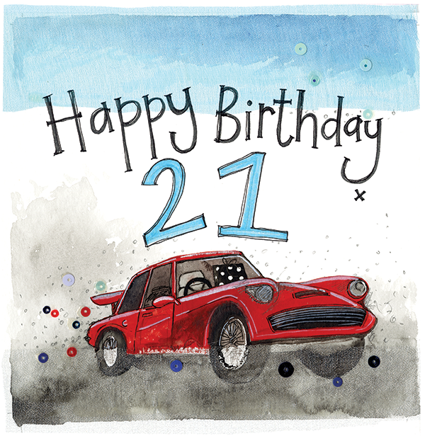 Alex Clark 21 Year Old Car Birthday Card