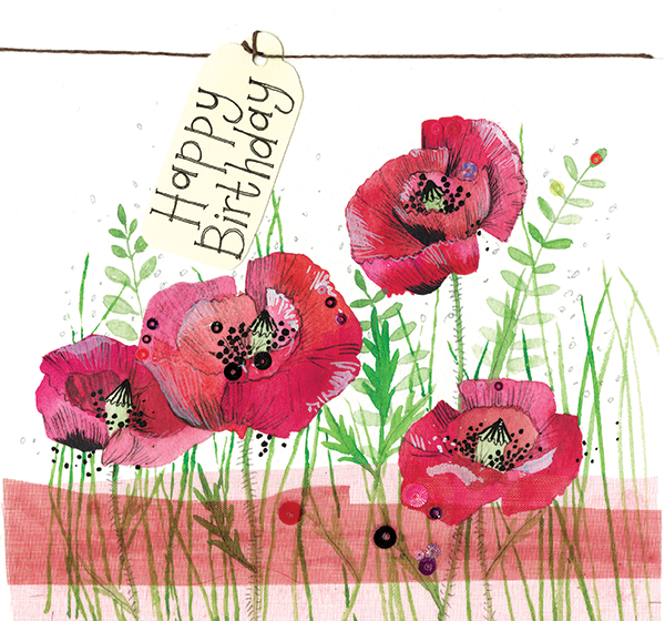 Alex Clark Poppy Flower Birthday Card