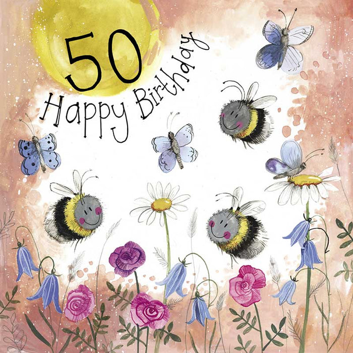 Alex Clark Sunshine 50th Birthday Bee Card