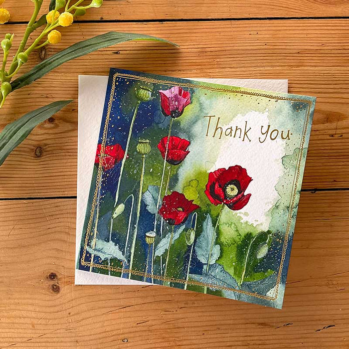 Alex Clark Thank You Oriental Poppies Card
