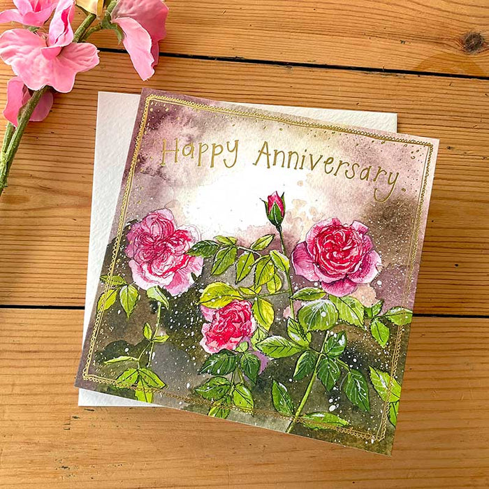 Alex Clark Happy Anniversary Pink Roses Card