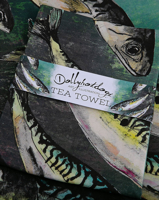Dollyhotdogs Mackerel Shoal Tea Towel