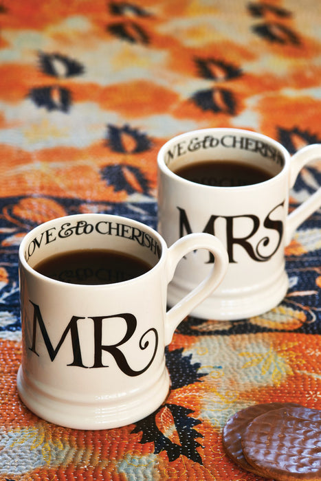 Emma Bridgewater Black Toast 'Mr & Mrs' Set of 2 Half Pint Mugs