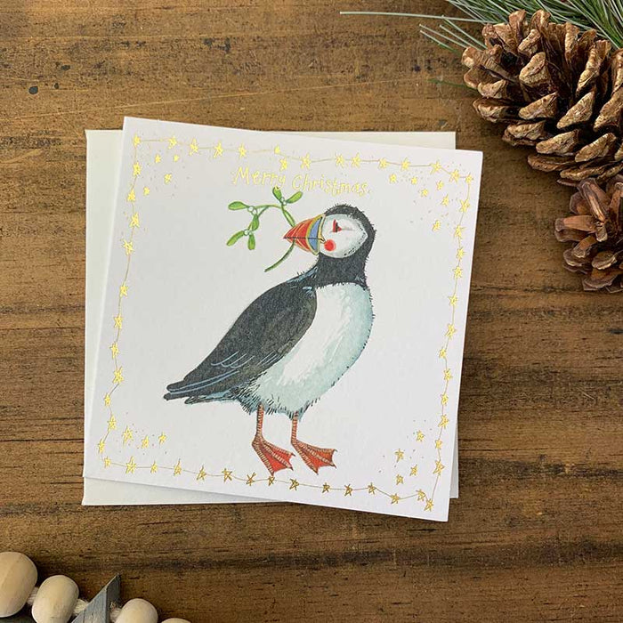 Alex Clark Puffin and Mistletoe Little Boxed Foiled Cards