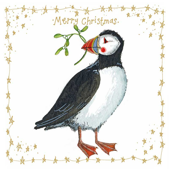 Alex Clark Puffin and Mistletoe Little Boxed Foiled Cards
