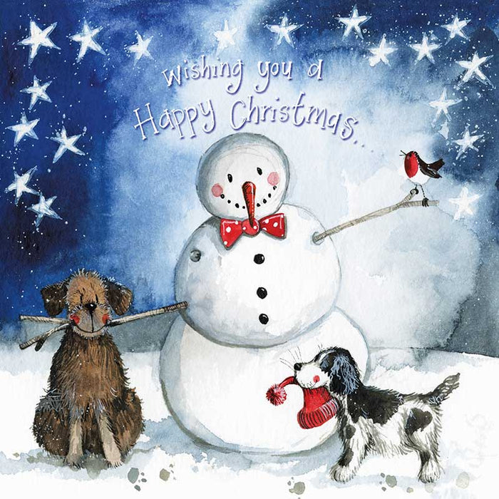 Alex Clark Snowman and Dogs Christmas Card